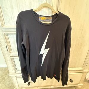 Aviator Nation Black Lightning Thermal Shirt Size XXL